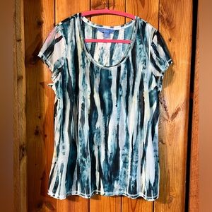 Simply Vera Vera Wang Teal & White Shirt Size XL